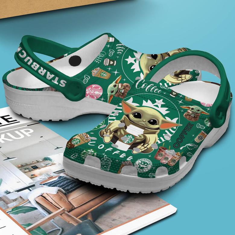 Baby Yoda And Starbucks Movie Drink Crocs Crocband Clogs Shoes