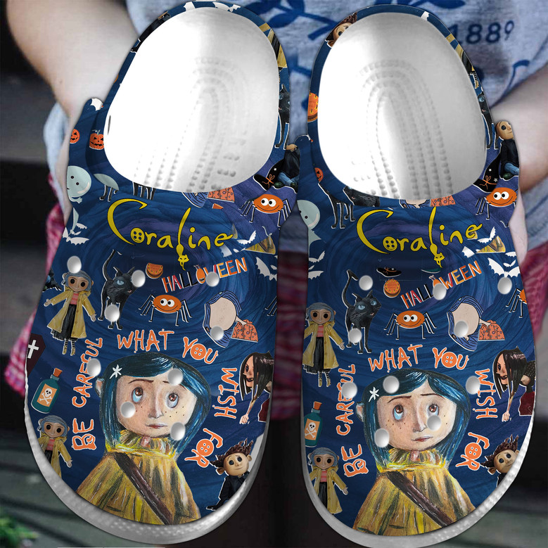 Coraline Cartoon Crocs Crocband Clogs Shoes - Monsterry