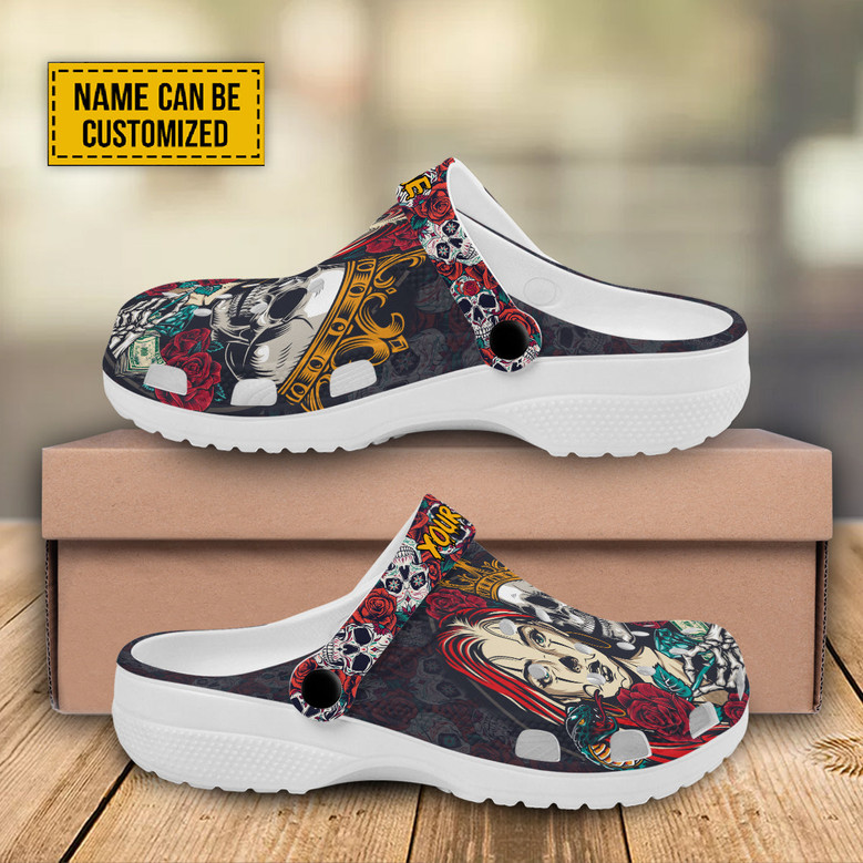 Customized Couple Skull Art Crocs Crocband Clogs Shoes