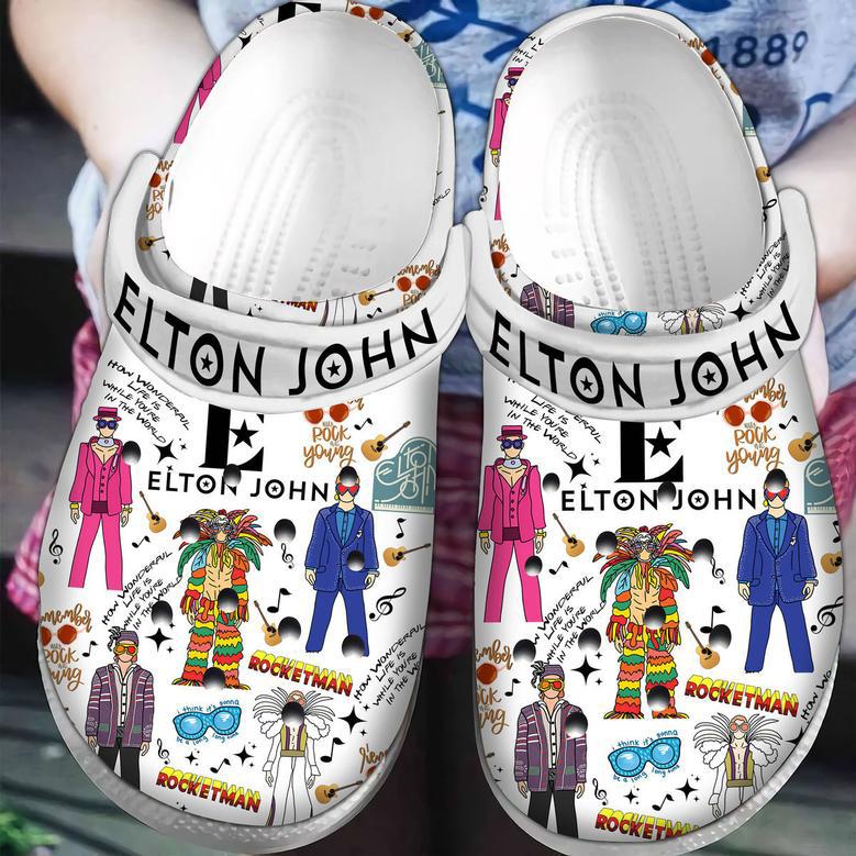 Elton John Music Crocs Crocband Clogs Shoes Comfortable For Men Women And Kid