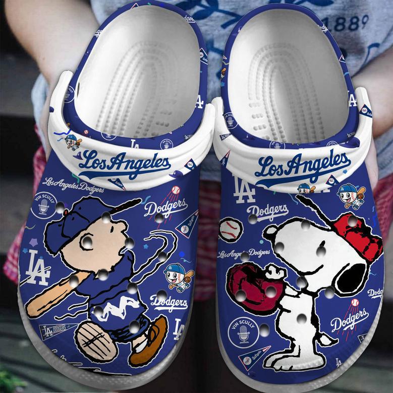 Los Angeles Dodgers And Snoopy Peanuts Mlb Sport Cartoon Crocs Crocband Clogs Shoes