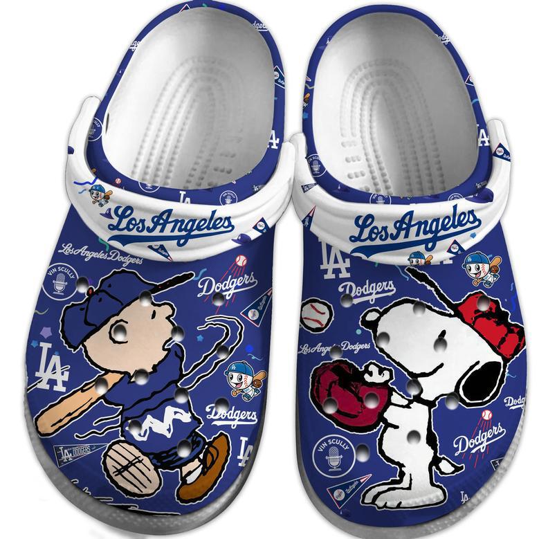 Los Angeles Dodgers And Snoopy Peanuts Mlb Sport Cartoon Crocs Crocband Clogs Shoes