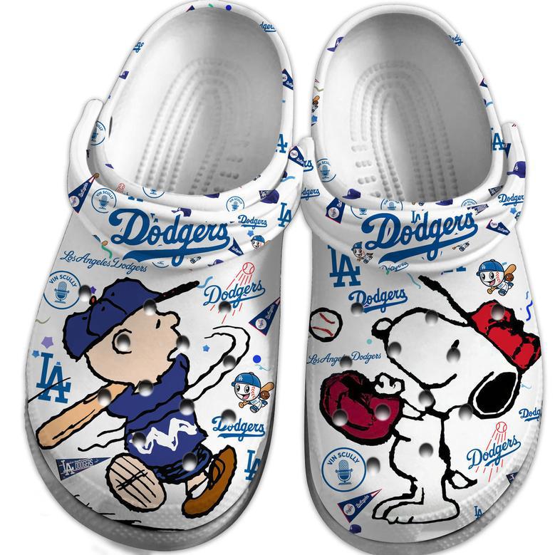 Los Angeles Dodgers And Snoopy Peanuts Mlb Sport Cartoon Crocs Crocband Clogs Shoes