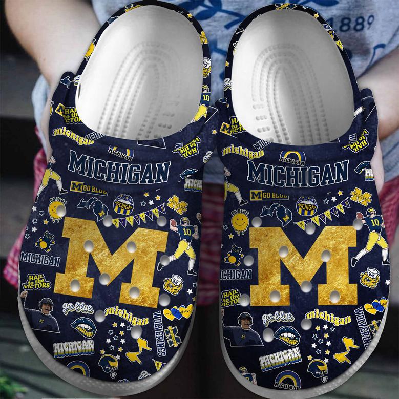 Michigan Wolverines Ncaa Sport Crocs Crocband Clogs Shoes