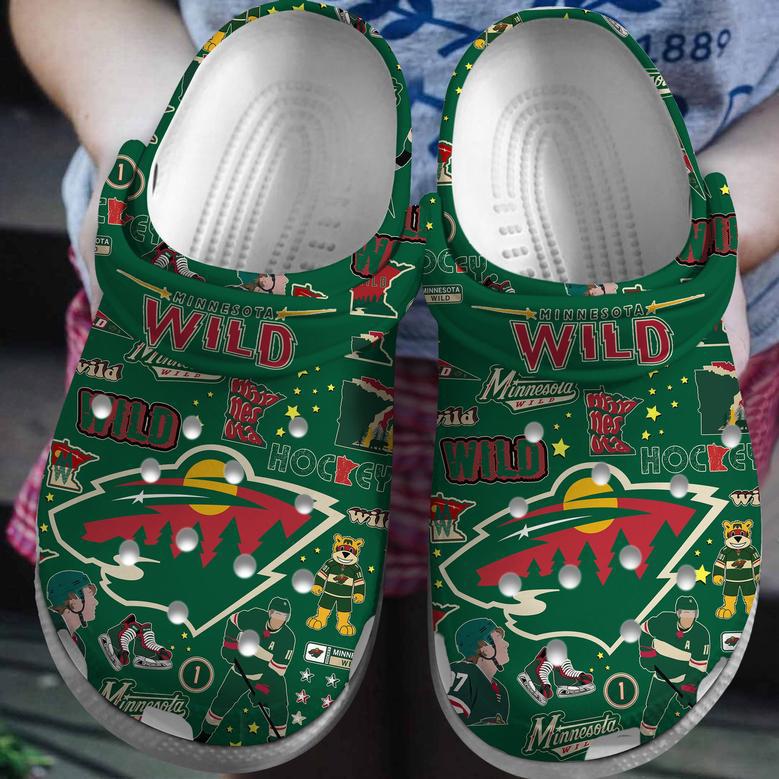 Minnesota Wild Nhl Sport Crocs Crocband Clogs Shoes