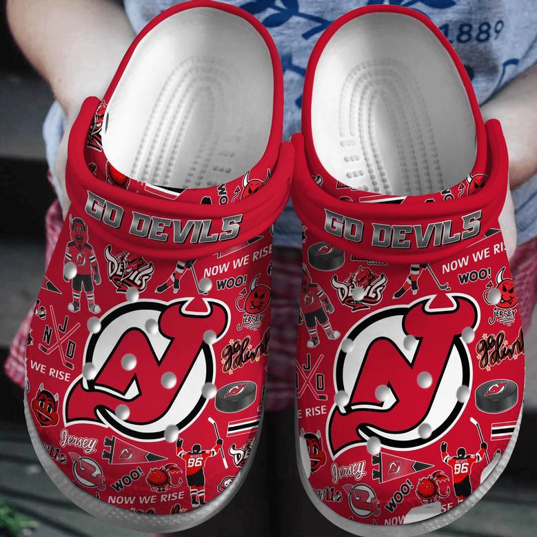 New Jersey Devils Nhl Sport Crocs Crocband Clogs Shoes