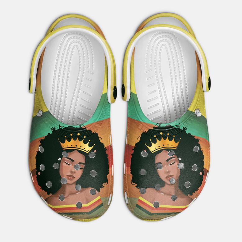 Afro Queen Retro Black Girl Classic Clogs Shoes