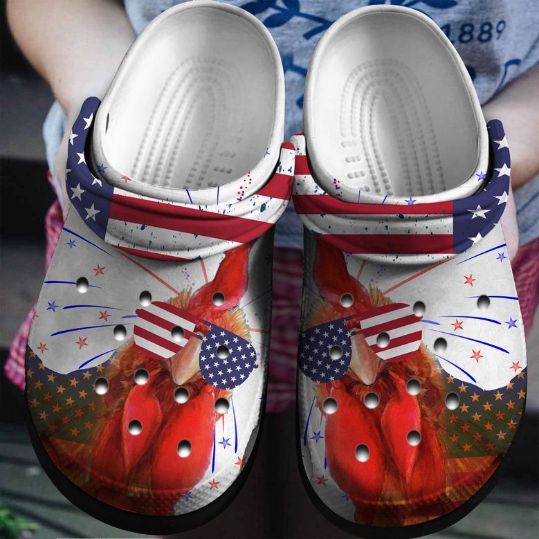 America Chicken Personalized Shoes Clogs Gifts For Independence Day