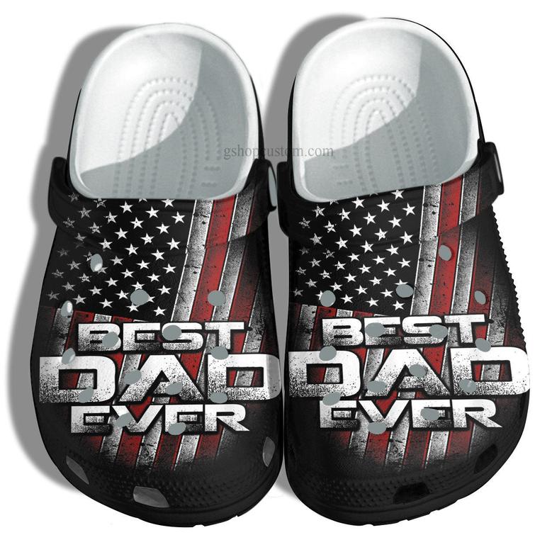 America Flag Best Dad Ever Vintage Croc Shoes Gift Husband Father Day- Usa Flag 4Th Of July Grandpa Shoes Customize