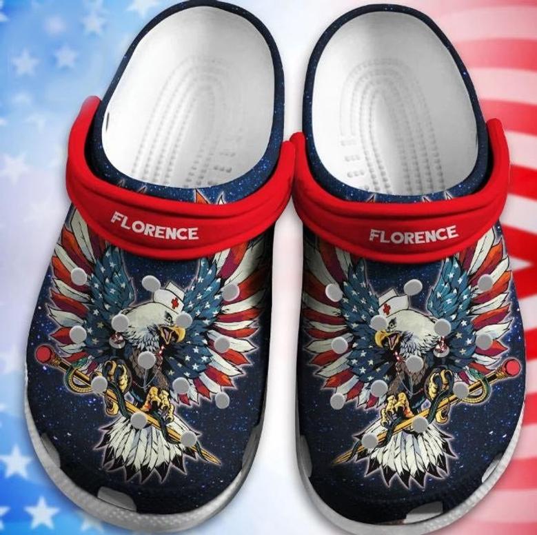 American Eagle Caduceus Nurse Shoe Clog Gift For 4Th Of July