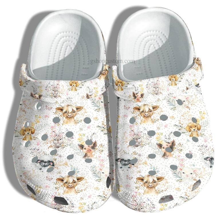 Animal Love Cow Bunny Dog Croc Shoes Gift Daughter Birthday- Kind Girl Love Animal Shoes For Women