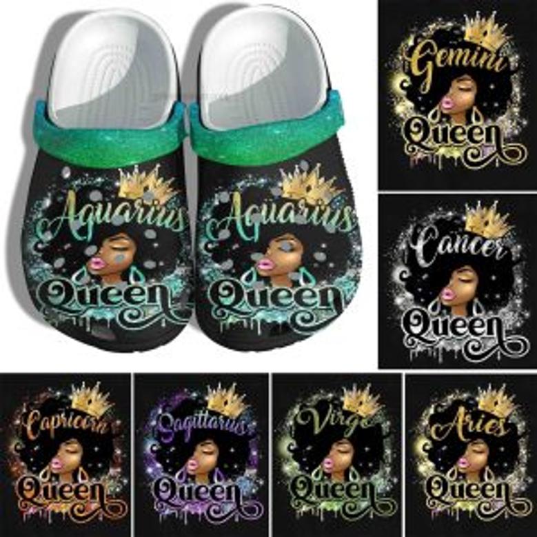 Aries Zodiac Black Queen Birthday Shoes Gift Men Women - April Birthday Black Girl Shoes Croc Clogs