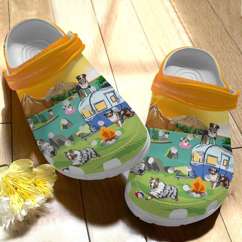 Australian Shepherd Shoes - Camping With My Babies Clog Gift