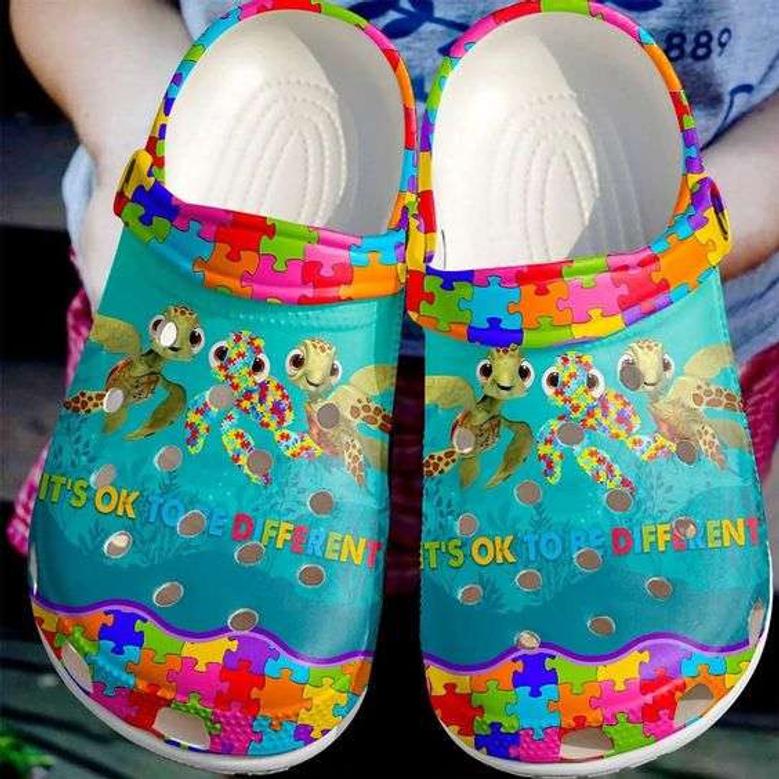 Autism Awareness Day Turtles Its Ok To Be Different Crocband Clog Shoes