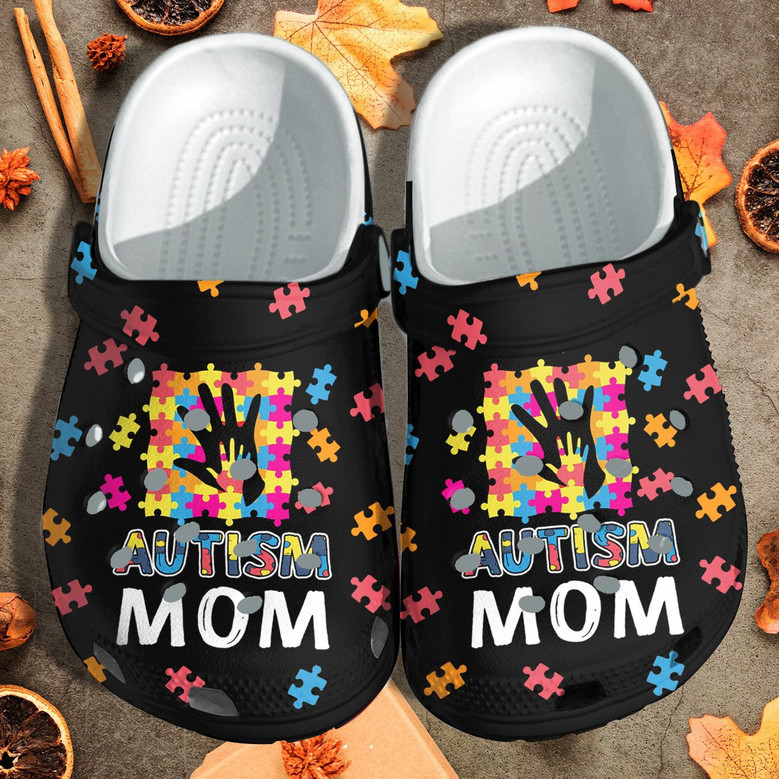 Autism Mom Puzzel Hand High Five Kid Shoes - Autism Awareness Shoes Clog Clogs Gifts For Mother Day