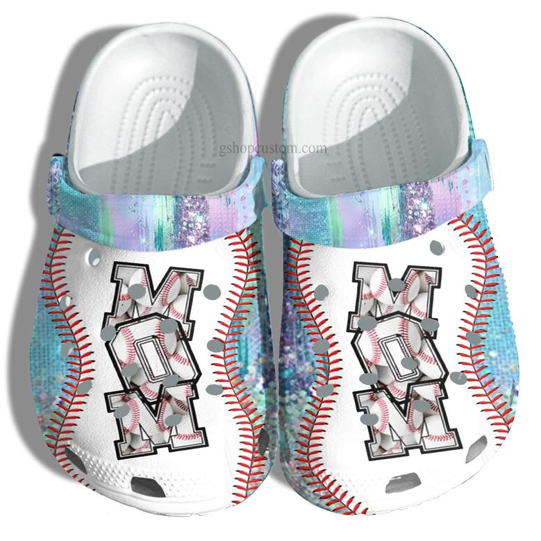 Baseball Mom Hippie Twinkle Croc Shoes Gift Mama- Baseball Line Shoes Gift Mother Day