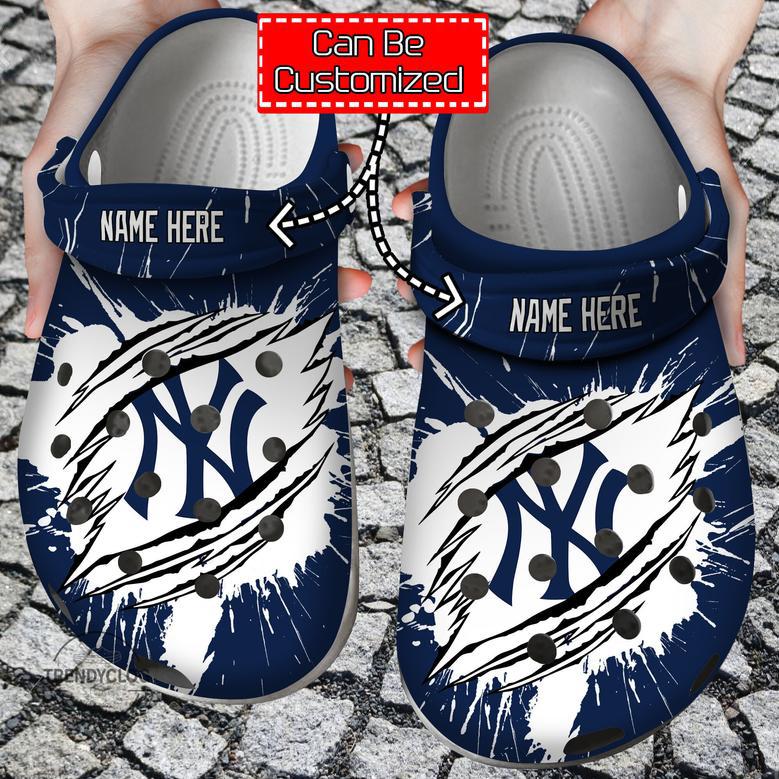 Baseball Personalized Ny Yankees Ripped Claw Clog Shoes