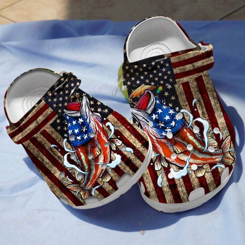 Bass Fish Of American Classic Shoes Clogs 4Th Of July Gifts For Men Women