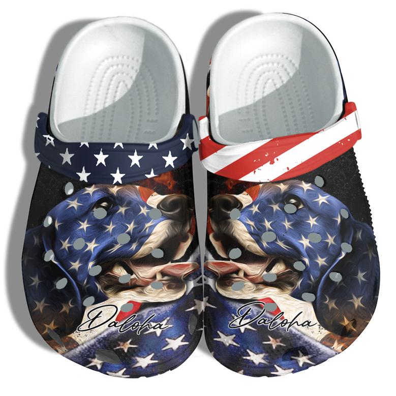 Beagle Dog Patriotic Lover Personalized Name 4Th Of July Shoes Gift - Loyal Dogs America Flag Shoes Birthday Gift