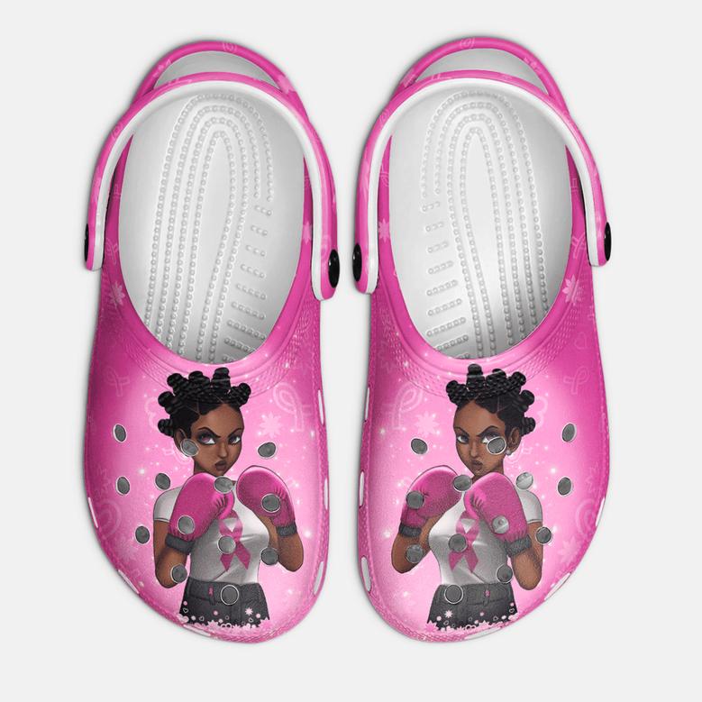 Black Girl Breast Cancer Awareness Classic Clogs Shoes