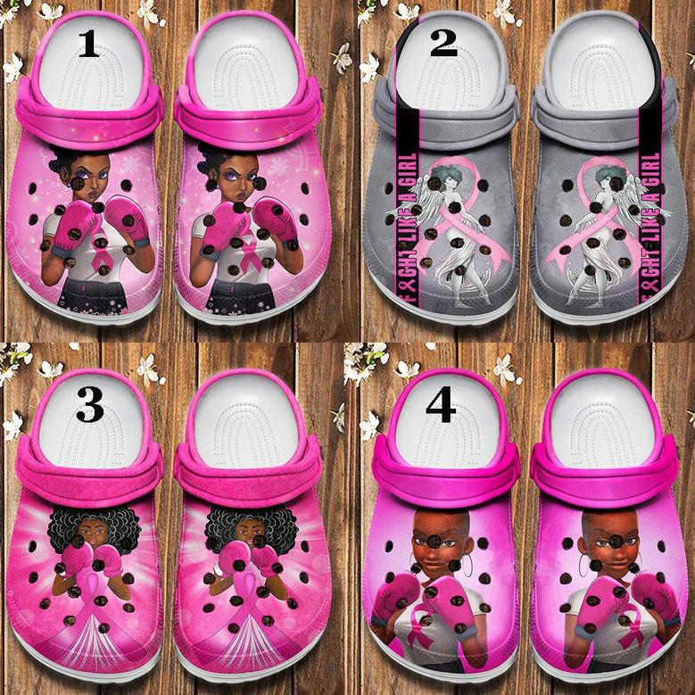 Black Girl Breast Cancer Awareness Pink Clogs Shoes