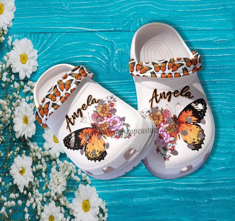 Butterfly Flower Croc Shoes For Women Customize- Butterfly Girl Shoes Croc Clogs Gift Daughter