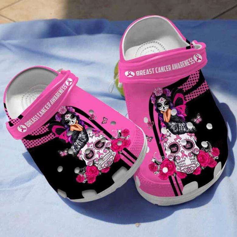 Butterfly Girl Breast Cancer Awareness Clogs Shoes Gifts For Women Girl