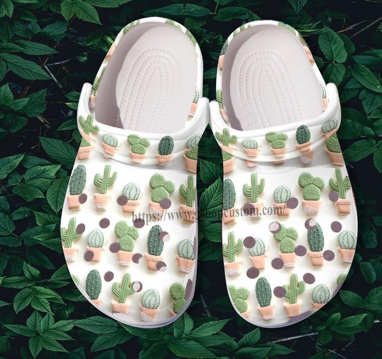 Cactus Sticker 3D Cute Shoes Gift Birthday Women- Cactus Garden Workder Shoes Croc Clogs