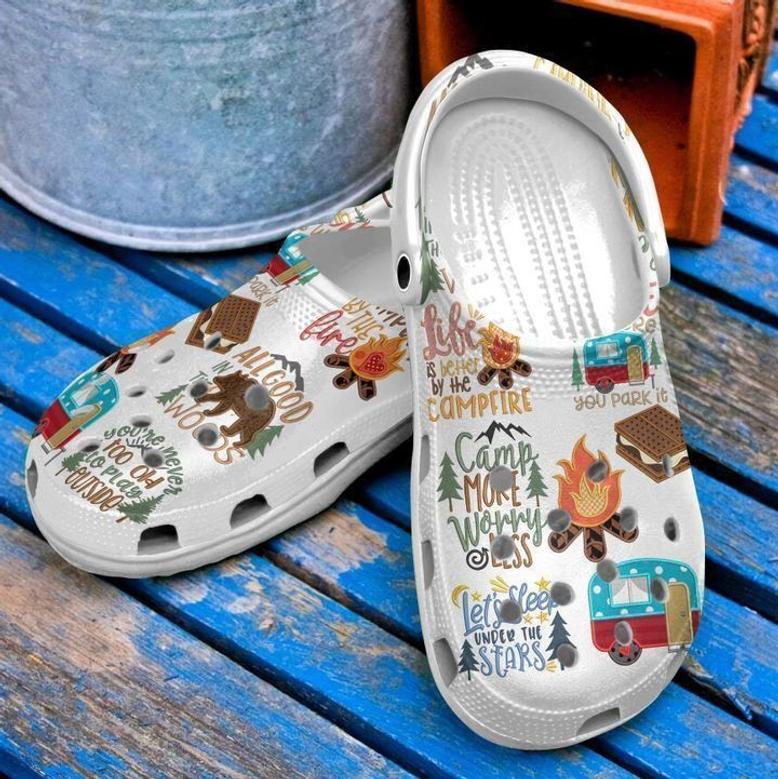 Camping Camp More Worry Less Clog Shoes