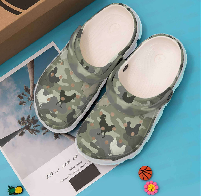 Chicken Camo Crocband Clogs Monsterry