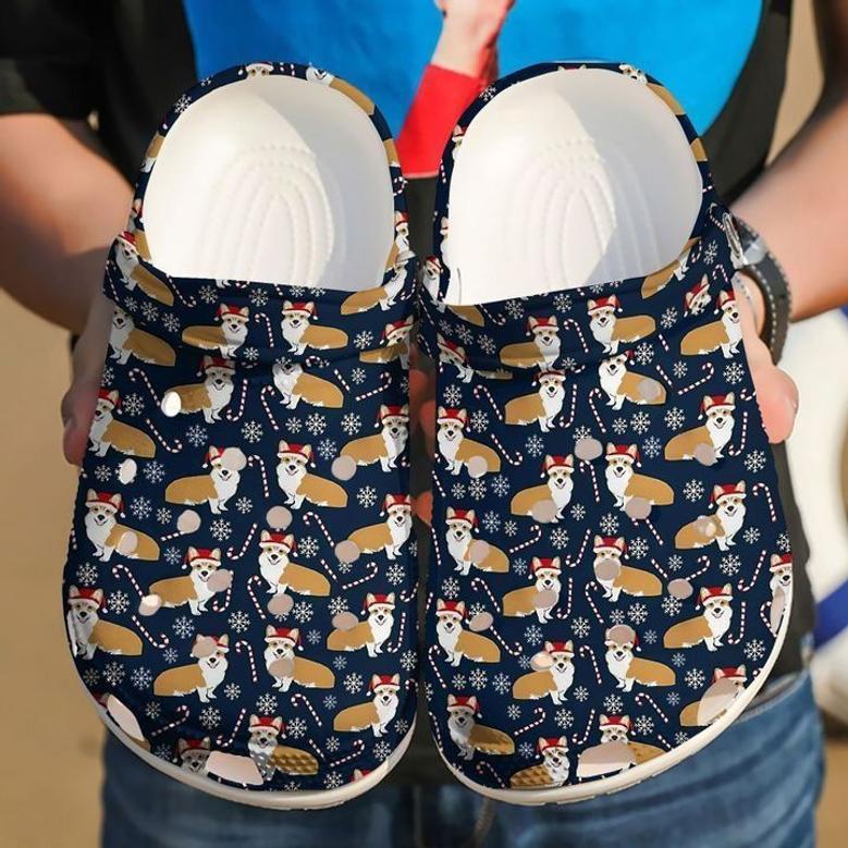 Corgi Dog Christmas Pattern Crocband Clog Shoes For Men Women