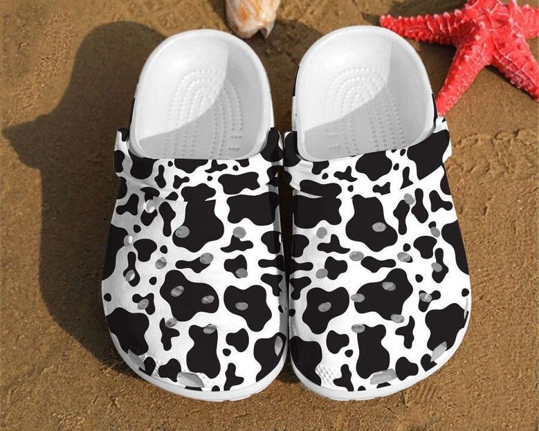Cow Pattern Skin Dairy Farmer Cattle Lovers Birthday Him Clog Shoes