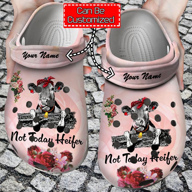 Cow Print Personalized Not Today Heifer Croc Style Clog