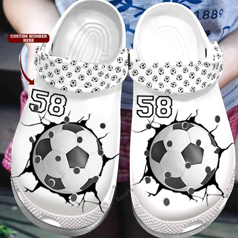 Custom Number Soccer Ball Break The Wall White Clogs Shoes