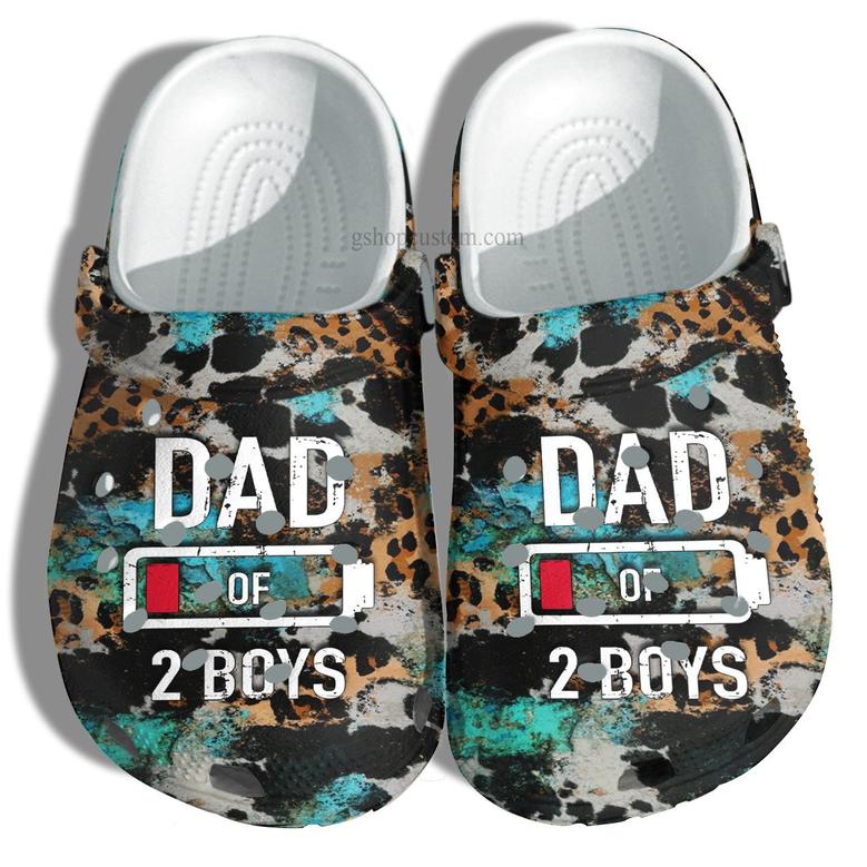 Dad Of Two Boys Croc Shoes Gift Husband Father Day- Daddy Cow Farmer Vintage Shoes Customize