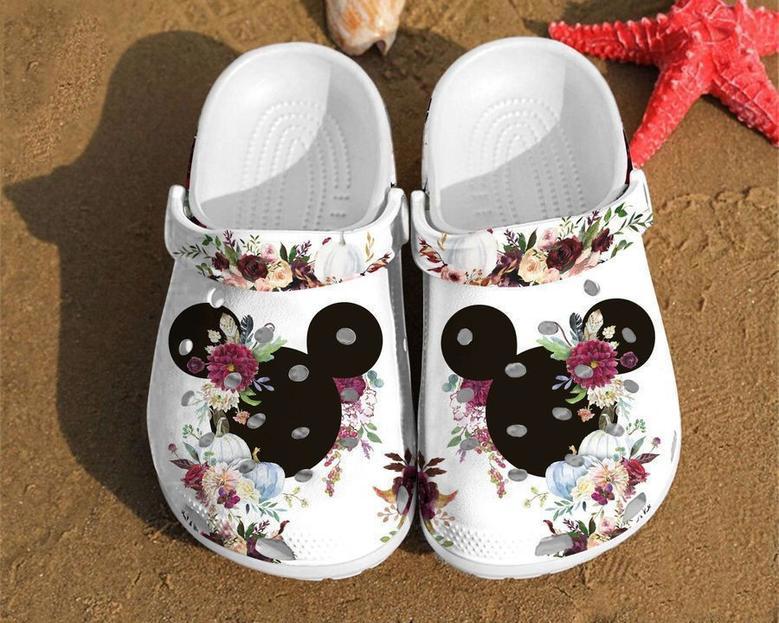 Disney Mickey Ears Watercolor Floral Minnie Art Mouse Anniversary Gifts Clog Shoes