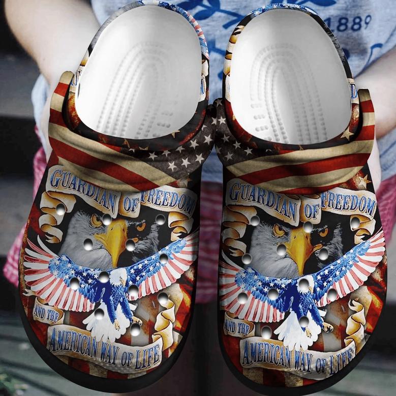 Eagle Guardian Of Freedom American Flag 4Th Of July Crocband Clogs