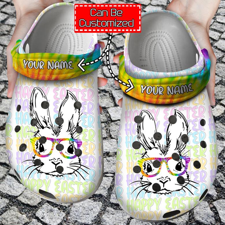 Easter Personalized Easter Bunny Glasses Tye Dye Clog Shoes