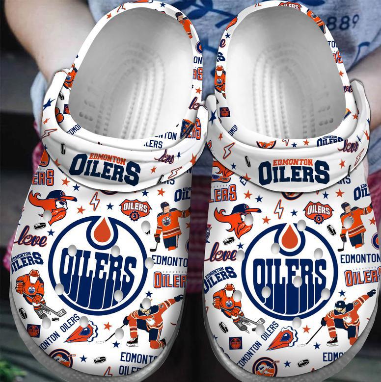 Edmonton Oilers Nhl Sport Crocs Crocband Clogs Shoes For Men Women And Kids