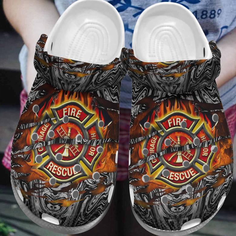 Fire Rescue Shoes Clogs Men - Firefighter Custom Shoes Clogs Gifts For Father Day Grandpa Husband Son