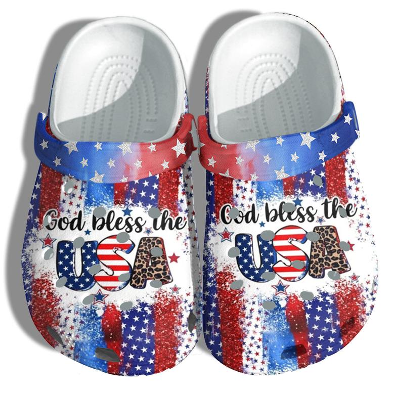 God Bless The Usa Star 4Th Of July Shoes Gift Women - Twinkle Leopard America Flag Shoes Birthday Gift Step Daughter