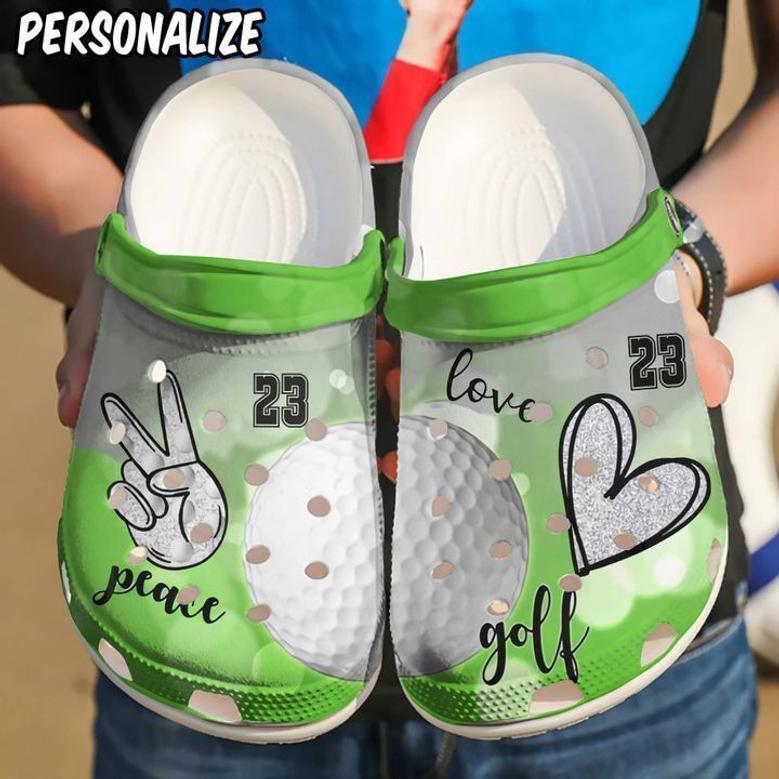 Golf Personalized Peace Love Classic Clogs Shoes