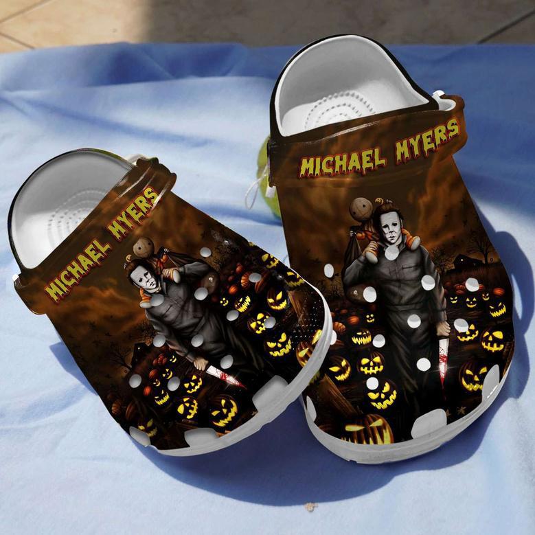 Halloween Michael Myers Pumpkin Crocband Clogs