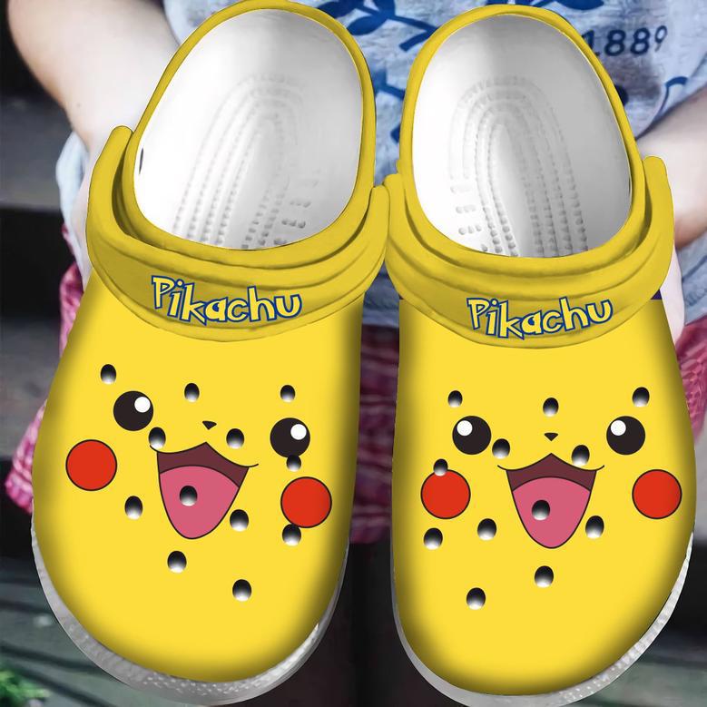 Happy Pikachu Face Yellow Pokemon Clogs Shoes