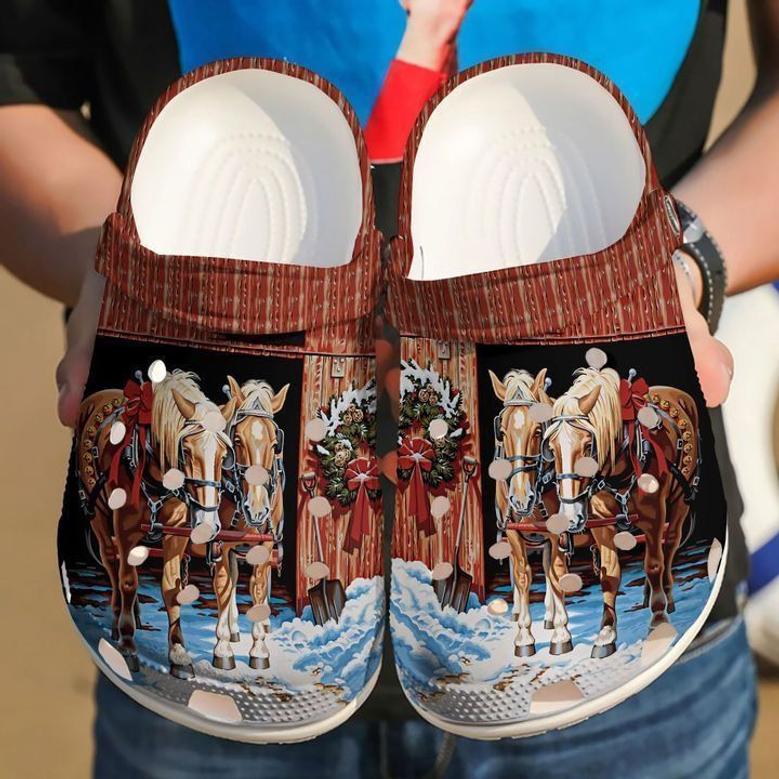 Horse Christmas Ride Classic Clogs Shoes