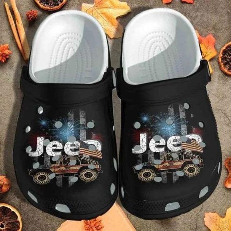 Jeep Car American Flag Crocband Clog Shoes For Jeep Lover