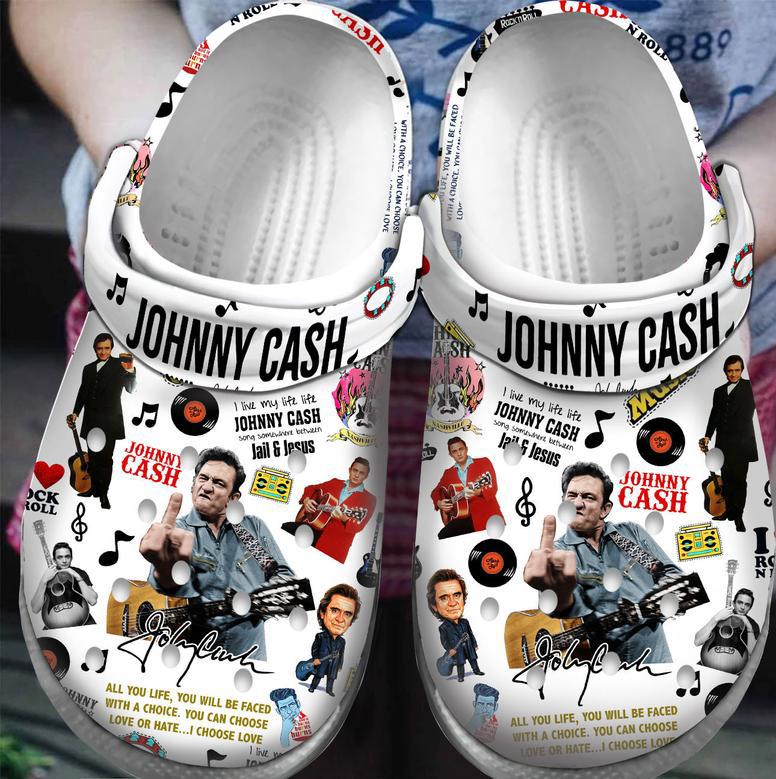 Johnny Cash Music Crocs Crocband Clogs Shoes For Men Women And Kids