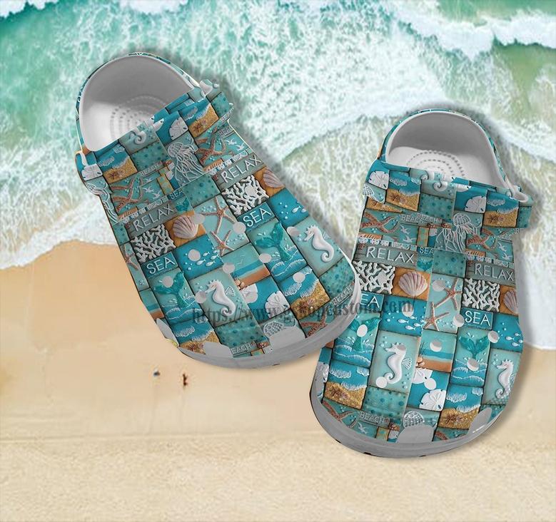 Life Beach Ocean 3D Croc Shoes Gift Grandaughter- Sister Beach Shoes Croc Clogs