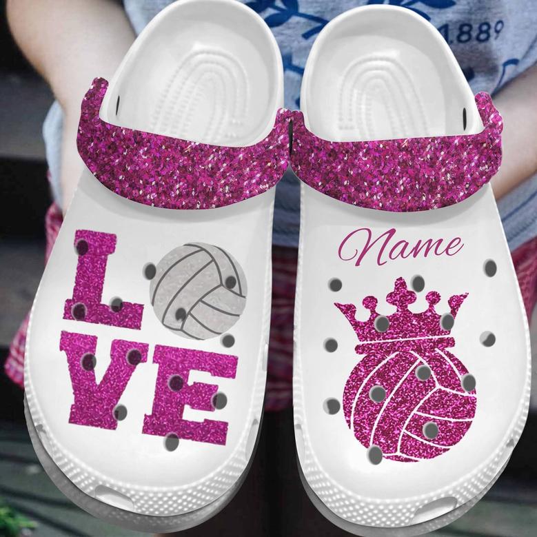 Love Pink Volleyball Clog Shoes - Queen Volleyball Personalized Gift For Women Girl