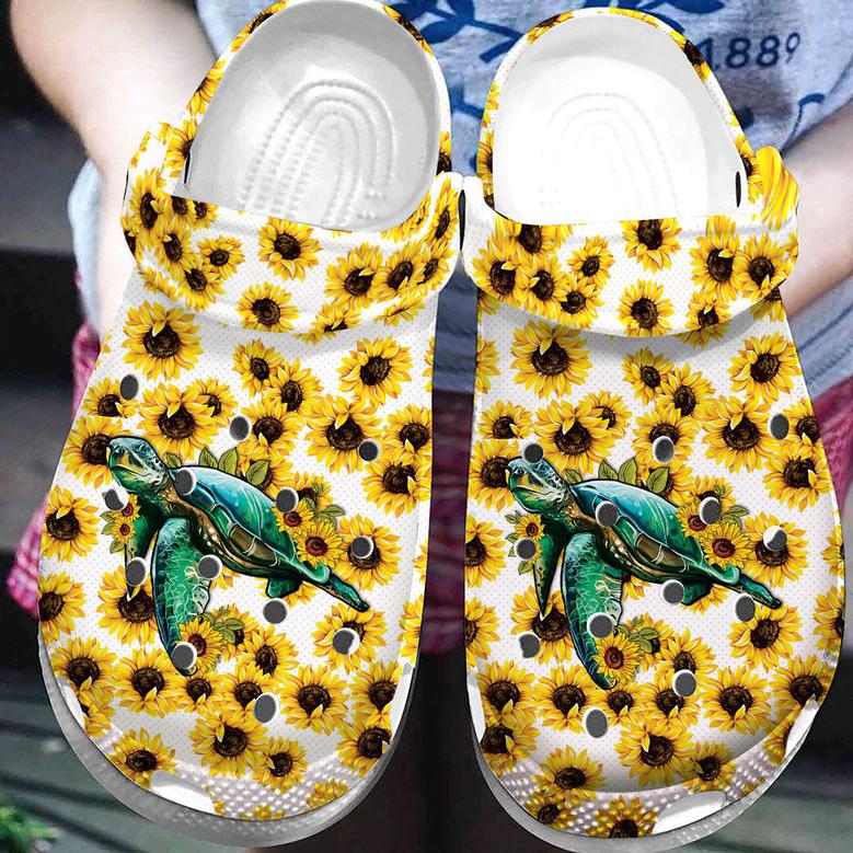 Magic Turtle And Sunflower Art Clog Shoes